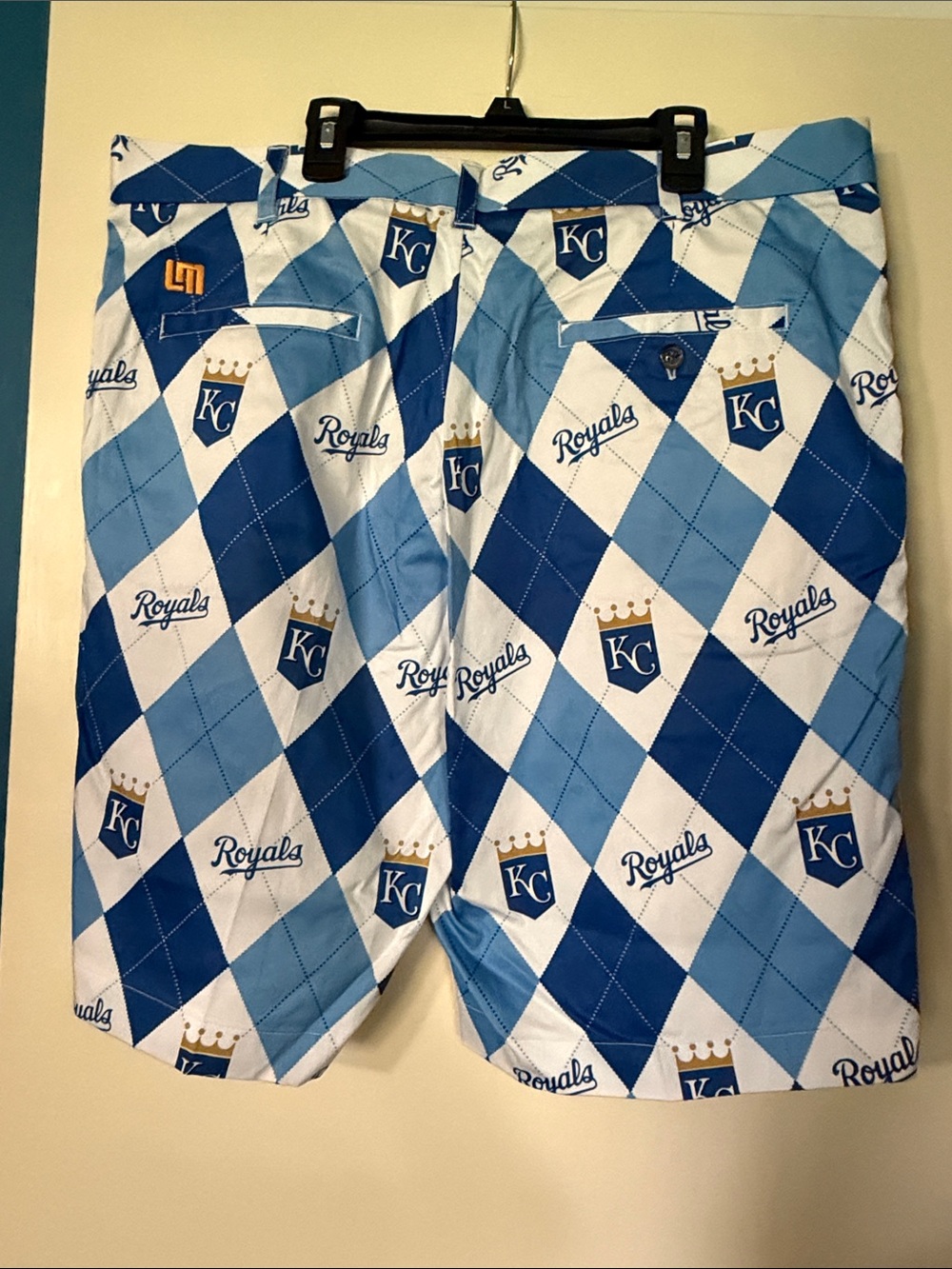 Loudmouth Blue and White KC Royals Argyle Men's Shorts - Picture 4 of 8